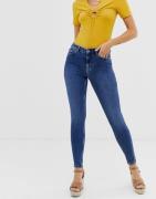 Pieces — Blå jeans med smal pasform og høj talje