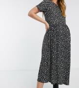 Wednesday's Girl Maternity - Midismock-kjole med pletprint-Sort