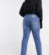 ASOS DESIGN Curve - Højtaljede 'sassy' cigaret-jeans i autentisk mellemvask-Blå