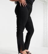 ASOS DESIGN Curve - Højtaljede bengaline-bukser med slids i sort