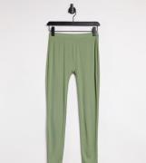 Vero Moda Petite - Ribstrikkede leggings i kakifarve-Grøn