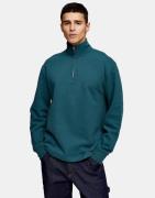 Topman - 1/4 sweatshirt med lynlås i mørkegrøn
