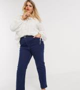ASOS DESIGN Curve - Højtaljede sassy cigaret-jeans i mid blue-Blå