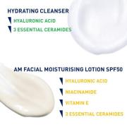 CeraVe Morning Face Routine for Dry Skin, Hydrating Cleanser and Moisturiser with SPF 50