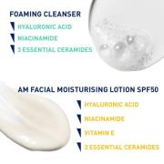 CeraVe Morning Cleanse and Protect Duo for Oily Skin, Cleanser with Niacinamide and Moisturiser with SPF 50 and Hyaluronic Acid
