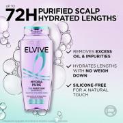 L’Oréal Paris Elvive Hydra Pure 72H Purifying Shampoo with Hyaluronic & Salicylic Acids for Oily Scalp & Dehydrated Lengths 500ml