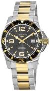 Longines Herreur L3.742.3.56.7 Hydroconquest Sort/Gul guldtonet stål