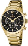 Festina Herreur F20633-3 Timeless Sort/Gul guldtonet stål Ø43.5 mm