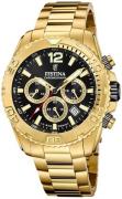 Festina Herreur F20684-4 Timeless Sort/Gul guldtonet stål Ø45 mm