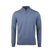Blå Merino Half Zip Sweatshirt