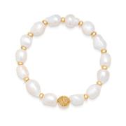 Women`s Wristband with Baroque Pearls and Gold