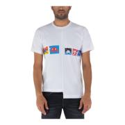 Asymmetrisk Border T-Shirt med Pixel Print
