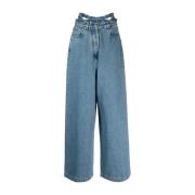 Wide-Leg Jeans Blå