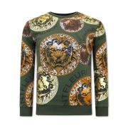 Sweater med løvehovedtryk - 3727