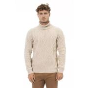 Beige Merino Wool Turtleneck Sweater