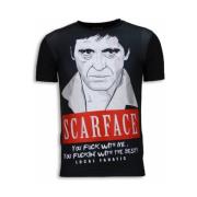 Scarface Rød Scar Rhinestone - Herre T-Shirt - 6169