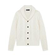 Off White Kabelstrik Cardigan i uld