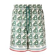 Grøn Silke Hjerte Monogram Shorts