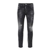 Pyntede Skater Jeans, Slim-Fit Denim