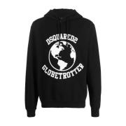 Sort Globetrotter Logo-Print Hoodie