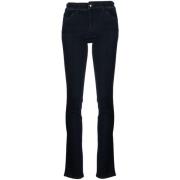 Slim Fit Højtaljede Indigo Blå Jeans