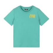 Grøn børne T-shirt med gult logo print