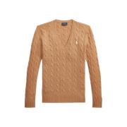 Kabelstrik V-hals sweater