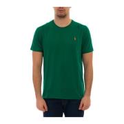 Primærgrøn bomuld T-shirt med broderet logo