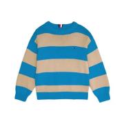 Stribet Color Block Bomuldssweater