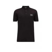 Polo Shirt, Elegant Sort med Metal Logo