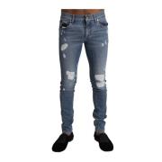 Lysblå Tattered Skinny Jeans