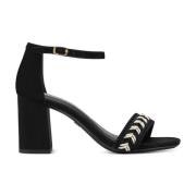 Elegante sorte læderhøjhælede sandaler