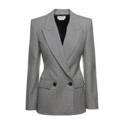 Grå Houndstooth Tailong Blazer