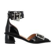 Chunky Buckle Open Cut Vegan Læder Pumps