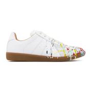 Hvide og Multifarvede Paint Splatter Sneakers