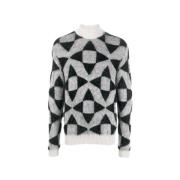Højhalset sweater med kontrastmønster