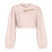 Cropped sweatshirt med rhinsten logo