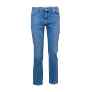 Højtaljede mørke vask slim fit jeans