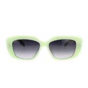 Geometriske solbriller med opalgrøn ramme og brune gradientlinser