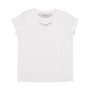 Hvid Bomuld T-shirt med Rhinsten Dekoration