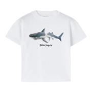 Hvid Shark Print Børne T-shirt