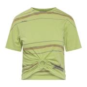 Grøn Tie-Dye T-Shirt med Udstanset Front