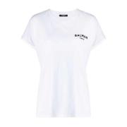 Hvid Flocket Logo Bomuld T-Shirt