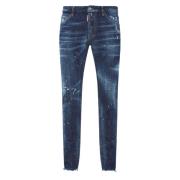 Mørkeblå Skinny Jeans med Lav Talje