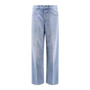 Blå Jeans med Sølv Metal Knapper