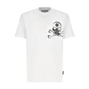 Hvid T-shirt med Logo Patch til Mænd