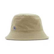 Beige Bomuld Bredskygget Hat