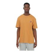 Herre Orange Pastel Bomuld T-shirt med Broderet Logo