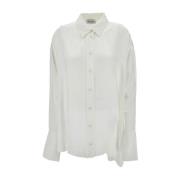 Klassisk Hvid Skjorte med Asymmetrisk Hem