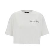 Hvid T-shirt med Kortærmet Design